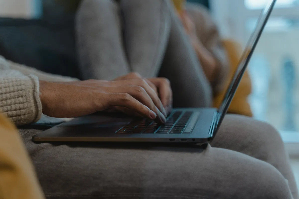 A person browsing the web comfortably